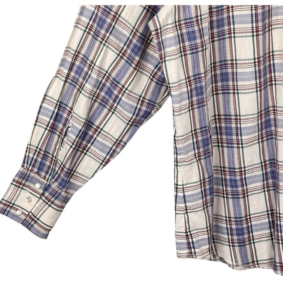 Vintage Wrangler Shirt Mens XL Western Pearl Snap Plaid Long Sleeve Pointed Yoke - Picture 7 of 9